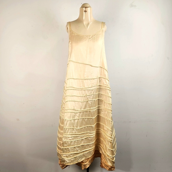 Krista Larson | Wearable Art | Butter Yellow Dual Layer Long Spring Slip Dress - Picture 5 of 16